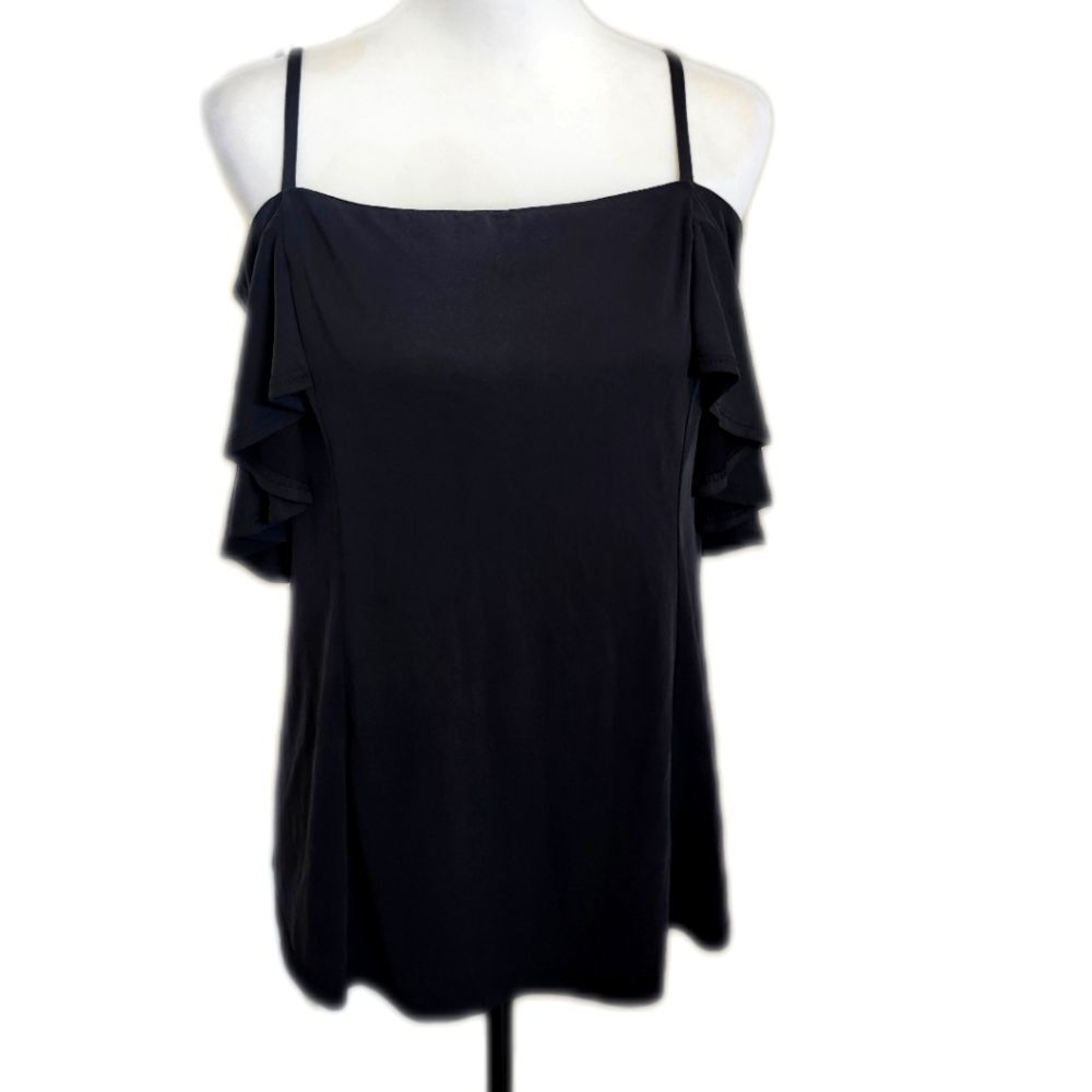 Saks Fifth Avenue NWT Black Off The Shoulder Modal Blend Blouse, M